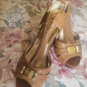 Michael Kors tan leather strappy heels, size 8m